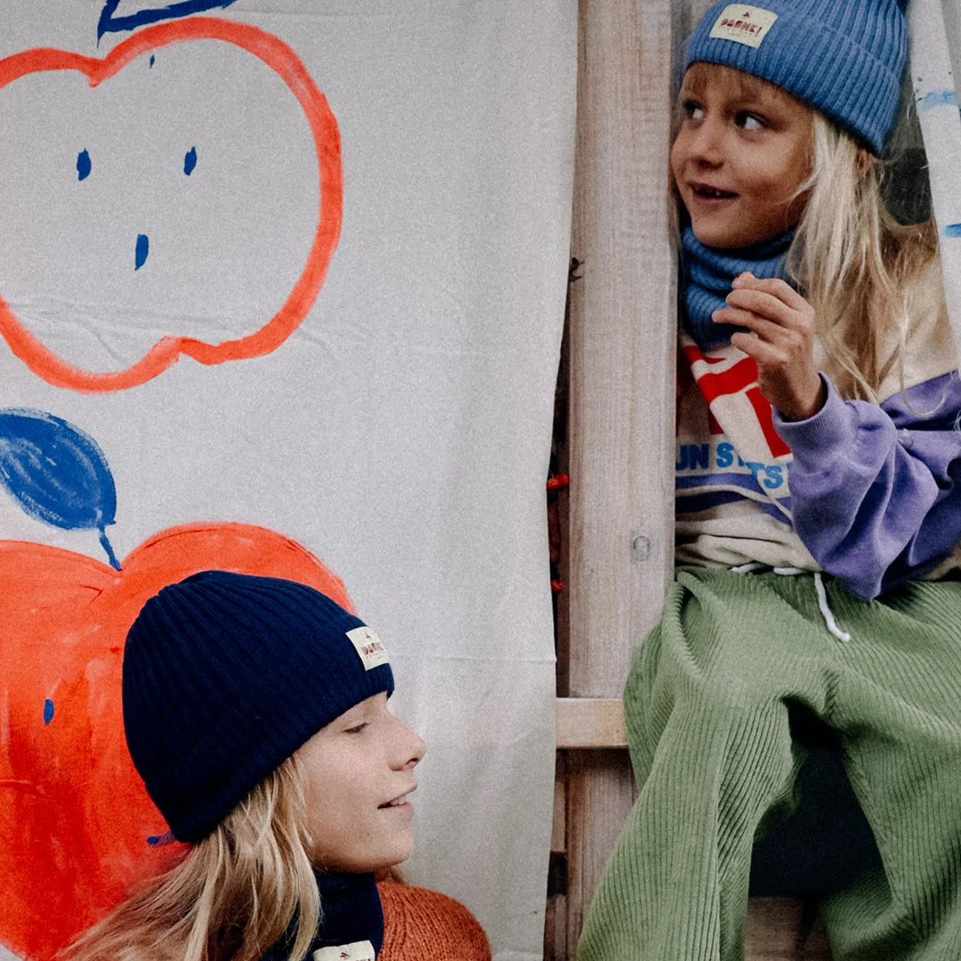 Komplet czapka + komin dla dzieci i młodzieży Merino Crew Blue