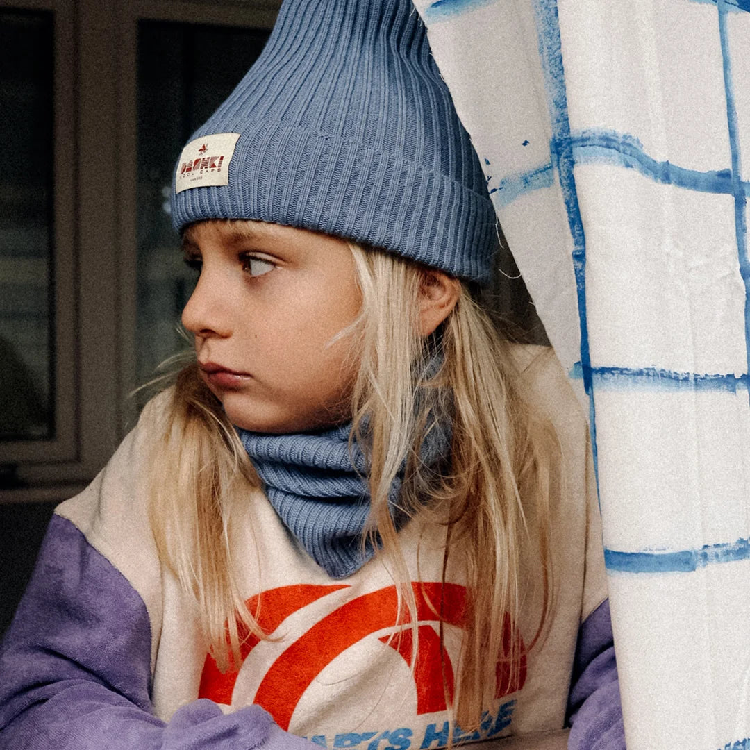 Komplet czapka + komin dla dzieci i młodzieży Merino Crew Blue