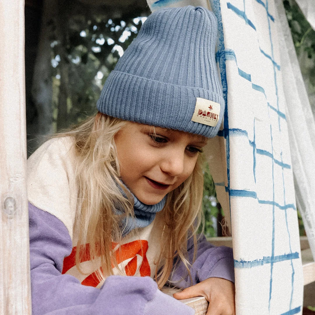 Komplet czapka + komin dla dzieci i młodzieży Merino Crew Blue