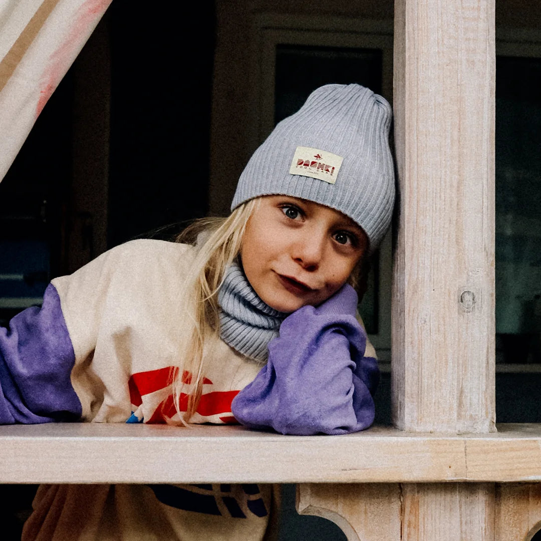 Komplet czapka + komin dla dzieci i młodzieży Merino Crew Grey