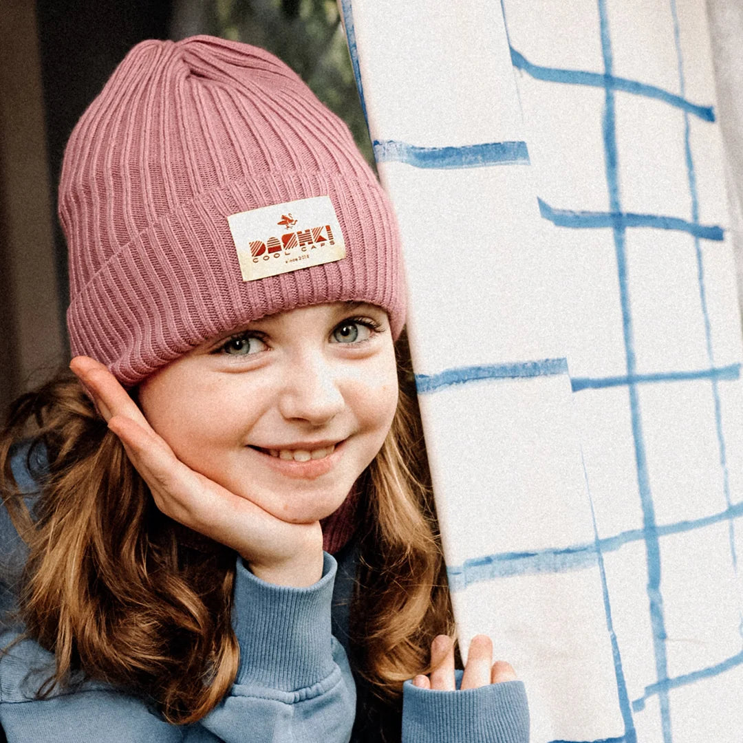 Komplet czapka + komin dla dzieci i młodzieży Merino Crew Heather Pink