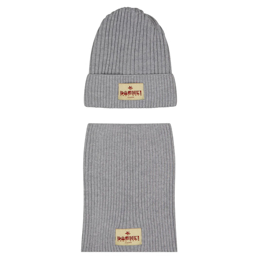 Komplet czapka + komin dla dzieci i młodzieży Merino Crew Grey