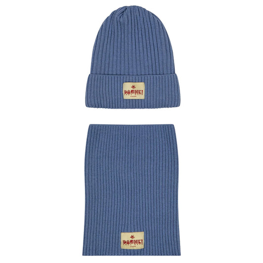 Komplet czapka + komin dla dzieci i młodzieży Merino Crew Blue