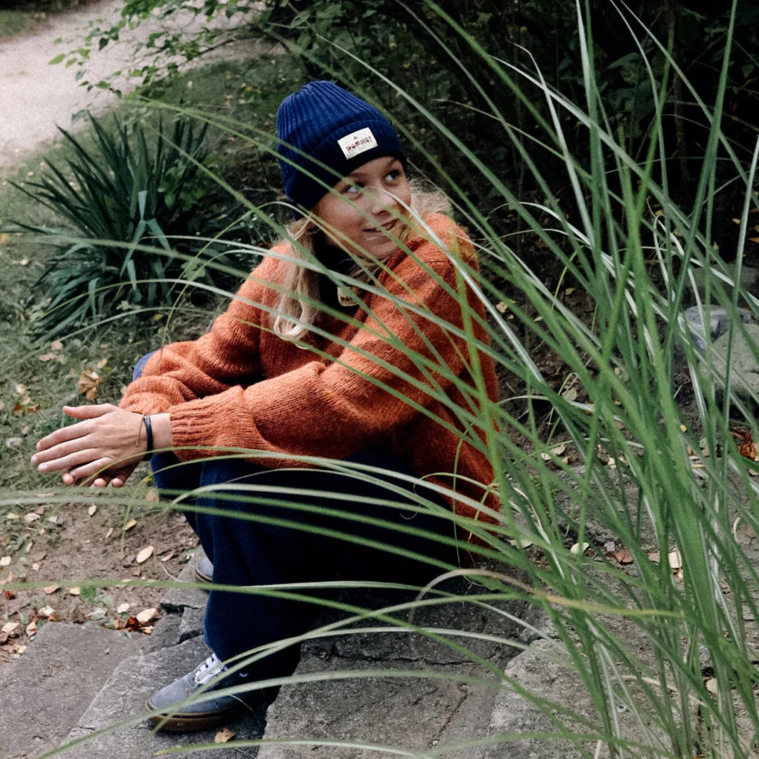 Komplet czapka + komin z wełny merino dla dzieci i młodzieży Merino Crew Navy Blue